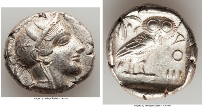 ATTICA. Athens. Ca. 440-404 BC. AR tetradrachm (26mm, 17.20 gm, 4h). Choice XF. ...