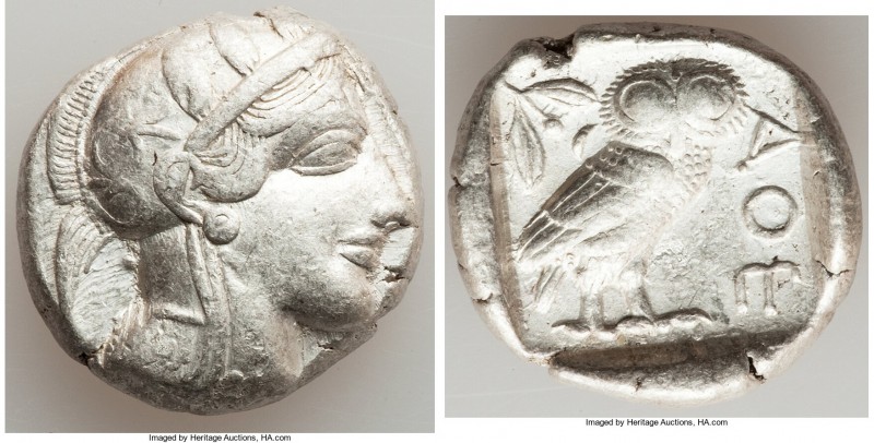 ATTICA. Athens. Ca. 440-404 BC. AR tetradrachm (25mm, 17.14 gm, 1h). VF. Mid-mas...