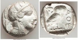 ATTICA. Athens. Ca. 440-404 BC. AR tetradrachm (25mm, 17.14 gm, 1h). VF. Mid-mass coinage issue. Head of Athena right, wearing crested Attic helmet or...