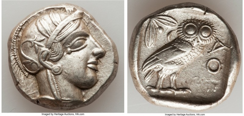ATTICA. Athens. Ca. 440-404 BC. AR tetradrachm (25mm, 17.17 gm, 4h). XF. Mid-mas...