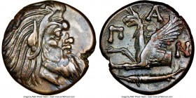 CIMMERIAN BOSPORUS. Panticapaeum. 4th century BC. AE (20mm, 12h). NGC XF, lamination. Head of bearded Pan right / Π-A-N, forepart of griffin left, stu...