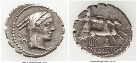 L. Procilius f. (80 BC). AR serrate denarius (20mm, 3.82 gm, 5h). Choice VF. Rome, special issue. Head of Juno Sospita right, clad in goat-skin, S • C...