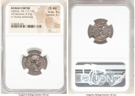 Hadrian (AD 117-138). AR denarius (19mm, 3.27 gm, 5h). NGC Choice AU 4/5 - 5/5. Rome, ca. AD 120 (late)-AD 121. IMP CAESAR TRAIAN HADRIANVS AVG, laure...
