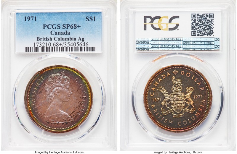 Elizabeth II Pair of Certified Specimen Dollars 1971 PCGS, Royal Canadian mint, ...