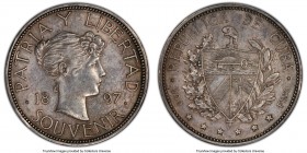 Republic Souvenir Peso 1897 AU Details (Cleaned) PCGS, Gorham mint, KM-XM2. Type II. Date closely spaced, star below baseline.

HID09801242017

© ...