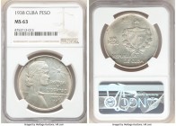 Republic "ABC" Peso 1938 MS63 NGC, Philadelphia mint, KM22.

HID09801242017

© 2020 Heritage Auctions | All Rights Reserve