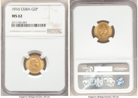 Republic gold 2 Pesos 1916 MS62 NGC, KM17. Two year type. AGW 0.0967 oz. 

HID09801242017

© 2020 Heritage Auctions | All Rights Reserve