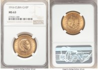 Republic gold 10 Pesos 1916 MS63 NGC, Philadelphia mint, KM20. Two year type. AGW 0.4838 oz. 

HID09801242017

© 2020 Heritage Auctions | All Righ...