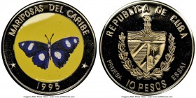 Republic 6-Piece Lot of Certified Proof Preuba Essai "Butterflies of Caribbean - Hypolimnas Misippus" 10 Pesos 1995 NGC, 1) copper-nickel 10 Pesos - P...