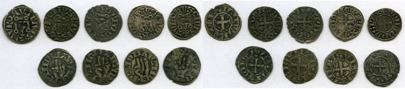 Philip IV 9-Piece Lot of Uncertified Deniers ND (1285-1314) VF, Lot includes (5)...