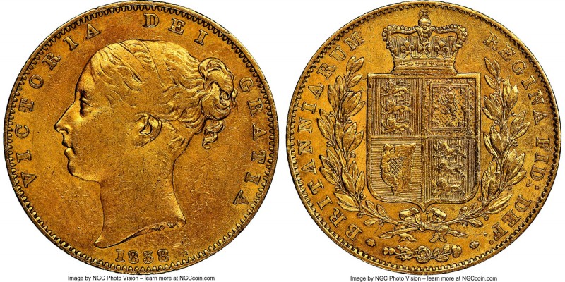 Victoria gold Sovereign 1838 VF Details (Cleaned) NGC, KM736.1, S-3852. First ye...