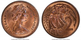Elizabeth II Mint Error - Bahamas Mule 2 Cents 1967 MS65 Red and Brown PCGS, KM33. Mule of New Zealand 2 Cents (Reverse) ND (1967), KM 33 with Bahamas...