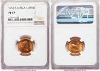 Elizabeth II gold Proof 1/2 Pound 1953 PR67 NGC, KM53. Mintage: 4,000. First year of type. Cartwheel luster, satin surfaces. AGW 0.1177 oz. 

HID098...