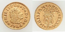 Philip V gold 1/2 Escudo 1744 M-JA XF, Madrid mint, cf. KM361.1. 14.7mm. 1.77gm. 

HID09801242017

© 2020 Heritage Auctions | All Rights Reserve
