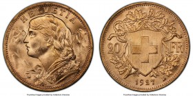 Confederation gold 20 Francs 1927-B MS67 PCGS, Bern mint, KM35.1. AGW 0.1867. 

HID09801242017

© 2020 Heritage Auctions | All Rights Reserve