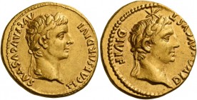 Tiberius augustus, 14 – 37 
Aureus, Lugdunum 14-16, AV 7.82 g. TI CAESAR DIVI – AVG F AVGVSTVS Laureate head of Tiberius r. Rev. DIVOS AVGVST – DIVI ...