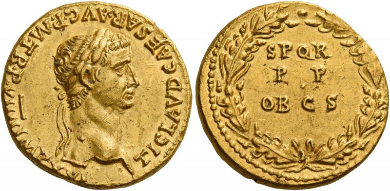 Claudius, 41 – 54 
Aureus 49-50, AV 7.79 g. TI CLAVD CAESAR·AVG P·M·TR·P·VIIII ...