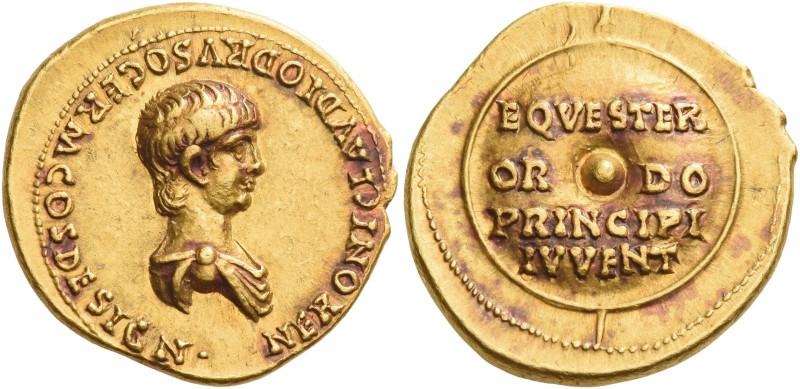 Nero caesar, 50 – 54 
Aureus 50-54, AV 7.72 g. NERONI CLAVDIO DRVSO GERM COS DE...