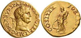 Vespasian, 69 – 79 
Aureus, Lugdunum 70, AV 7.25 g. IMP CAESAR VESPASIANVS AVG TR P Laureate head r. Rev. COS ITER FORT RED Fortuna standing l., hold...