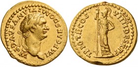 Domitian augustus, 81 – 96 
Aureus 83, AV 7.63 g. IMP CAES DOMITIANVS AVG P M Laureate head r. Rev. TR POT II COS VIIII DES X P P Minerva standing l....