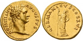 Domitian augustus, 81 – 96 
Aureus 92-94, AV 7.55 g. DOMITIANVS – AVGVSTVS Laureate head r. Rev. GERMANICVS COS XVI Minerva standing l., holding spea...