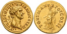 Trajan augustus, 98 – 117 
Aureus 98-99, AV 7.47 g. IMP CAES NERVA TR–AIAN AVG GERM Laureate head r. Rev. PONT MAX T – R POT COS II Fortuna standing ...