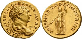 Trajan augustus, 98 – 117 
Aureus 108-110, AV 7.33 g. IMP TRAIANO AVG GER DAC P M TR P Laureate, draped and cuirassed bust r. Rev. COS V P P S P Q R ...