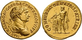 Trajan augustus, 98 – 117 
Aureus circa 113-114, AV 7.23 g. IMP TRAIANO AVG GER DAC P M TR P COS VI P P Laureate, draped and cuirassed bust r. Rev. C...