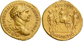 Trajan augustus, 98 – 117 
Aureus 114, AV 7.27 g. IMP CAES NER TRAIANO OPTIMO AVG GER DAC Laureate, draped and cuirassed bust r. Rev. AVGVSTI – PROFE...