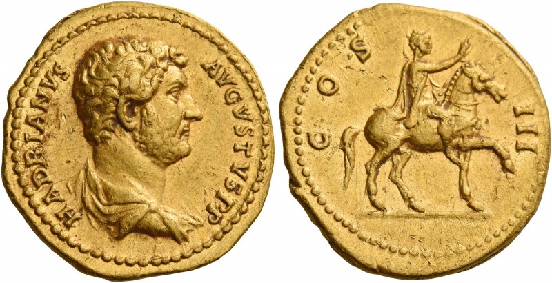 Hadrian augustus, 117 – 138 
Aureus 128-129, AV 7.37 g. HADRIANVS – AVGVSTVS P ...