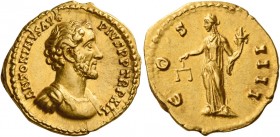 Antoninus Pius augustus, 138 – 161 
Aureus 148-149, AV 7.25 g. ANTONINVS AVG – PIVS P P TR P XII Bare-headed and cuirassed bust r. Rev. C – OS – IIII...