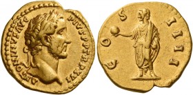 Antoninus Pius augustus, 138 – 161 
Aureus 152-153, AV 7.23 g. ANTONINVS AVG – PIVS P P TR P XVI Laureate head r. Rev. CO – S – IIII Antoninus, togat...