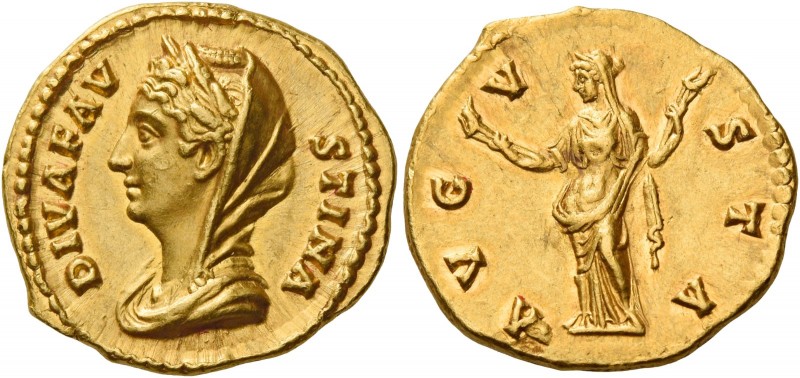 Diva Faustina I, wife of Antoninus Pius 
Aureus after 141, AV 7.33 g. DIVA FAV ...