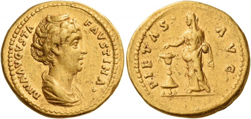 Diva Faustina I, wife of Antoninus Pius 
Aureus after 141, AV 7.14 g. DIVA AVGV...