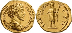 Marcus Aurelius caesar, 139 – 161 
Aureus 153-154, AV 7.09 g. AVRELIVS CAE – SAR AVG P II FIL Bare-headed, draped, and cuirassed bust r. Rev. TR POT ...