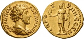 Marcus Aurelius caesar, 139 – 161 
Aureus 154-155, AV 7.28 g. AVRELIVS CAE – SAR AVG P II FIL Bare-headed, draped, and cuirassed bust r. Rev. TR PO –...