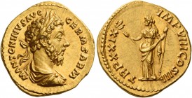Marcus Aurelius augustus, 161 – 180 
Aureus 175, AV 7.27 g. M ANTONINVS AVG – GERM SARM Laureate, draped and cuirassed bust r. Rev. TR P XXIX – IMP V...