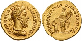 Marcus Aurelius augustus, 161 – 180 
Aureus 178, AV 7.33 g. M AVREL ANTO – NINVS AVG Laureate, draped and cuirassed bust r. Rev. TR P XXXII IMP – VII...