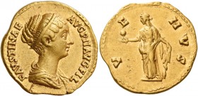 Faustina II, daughter of Antoninus Pius and wife of Marcus Aurelius 
Aureus 147-152, AV 7.17 g. FAVSTINAE – AVG PII AVG FIL Draped bust r., with band...