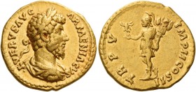 Lucius Verus, 161 - 169 
Aureus 164-165, AV 7.21 g. L VERVS AVG – ARMENIACVS Laureate, draped and cuirassed bust r. Rev. TR P V – IMP II COS II Roma ...