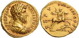 Lucius Verus, 161 - 169 
Aureus 165, AV 7.27 g. L VERVS AVG – ARM PARTH MAX Laureate, draped and cuirassed bust r. Rev. TR P V – IMP III COS II Emper...