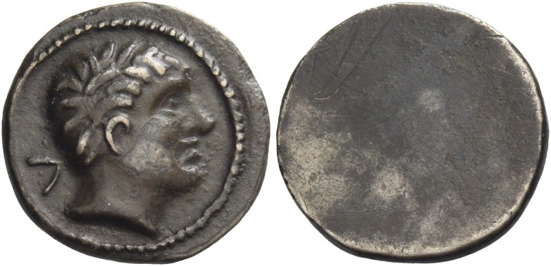 Etruria, Populonia 
5 asses circa III century BC, AR 1.80 g. Young male head r....