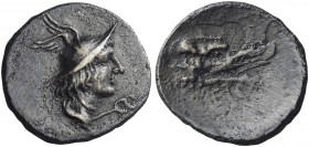Latium, Signia 
Obol circa 280-275, AR 0.60 g. Head of Mercury r., wearing winged petasus; below neck, dolphin r. and below chin, caduceus. Rev. Mask...