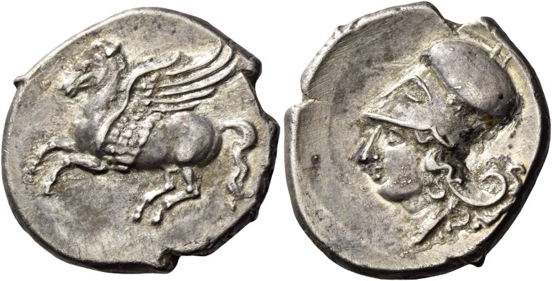 Medma 
Corinthian stater circa 330-320, AR 8.40 g. Pegasus flying l. Rev. Helme...