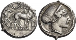 A Very Important Series of Coins of Syracuse mostly from a Distinguished European Collector 
Tetradrachm circa 430-420, AR 17.62 g. Slow quadriga dri...