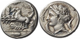 A Very Important Series of Coins of Syracuse mostly from a Distinguished European Collector 
Tetradrachm signed by Parmenides circa 405-400, AR 17.31...