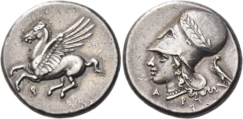 Corinthia, Corinth 
Stater circa 345-307, AR 8.54 g. Pegasus flying l.; below, ...