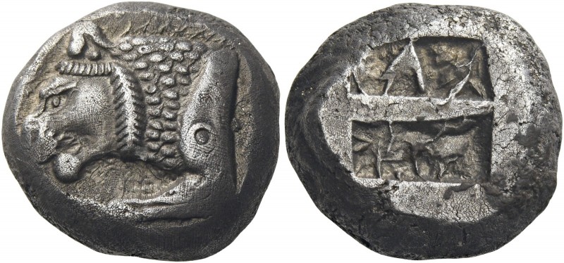 Caria, Mylasa 
Stater circa 510-490, AR 10.82 g. Forepart of lion l.; on should...