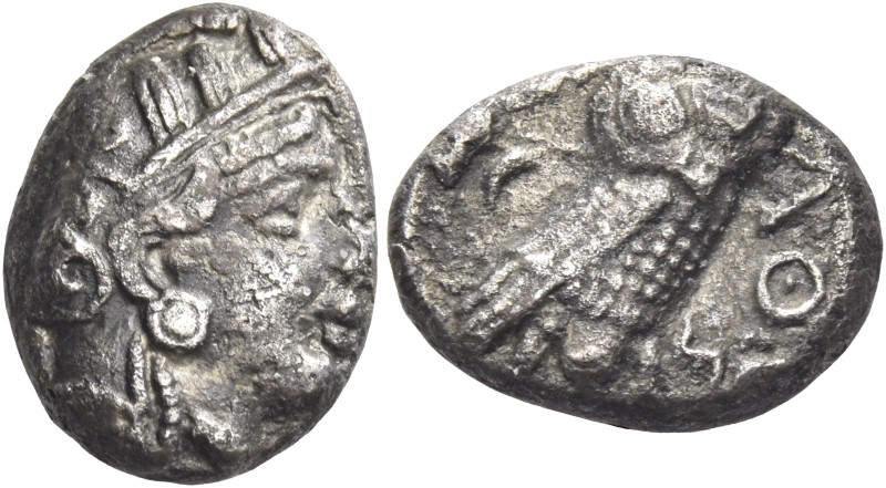 Gaza 
Drachm mid V century -333, AR 3.93 g. Head of Athena r., wearing Attic he...