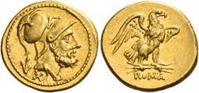 60 Asses circa 211-207, AV 3.37 g. Bearded and draped head of Mars r., wearing Corinthian helmet; in l. field, 9X. Rev. Eagle standing r., with spread...